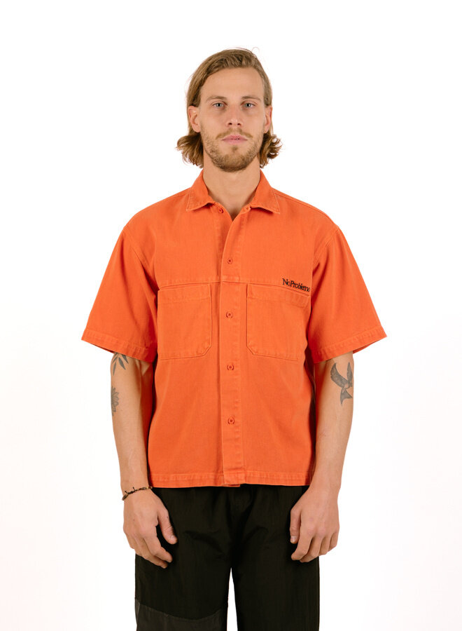 Mini Problemo Denim Ss Work Shirt Men Coral