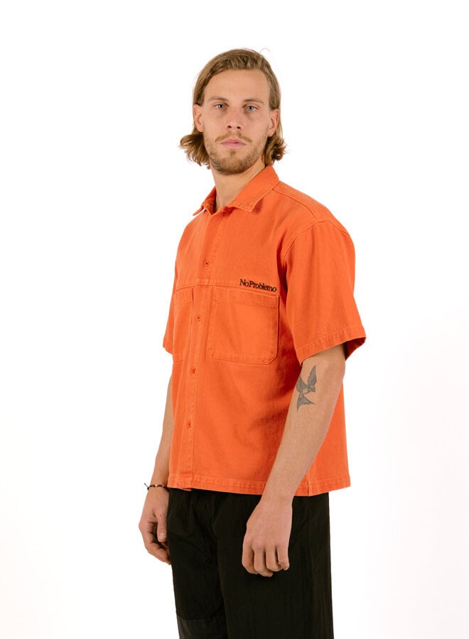 Mini Problemo Denim Ss Work Shirt Men Coral
