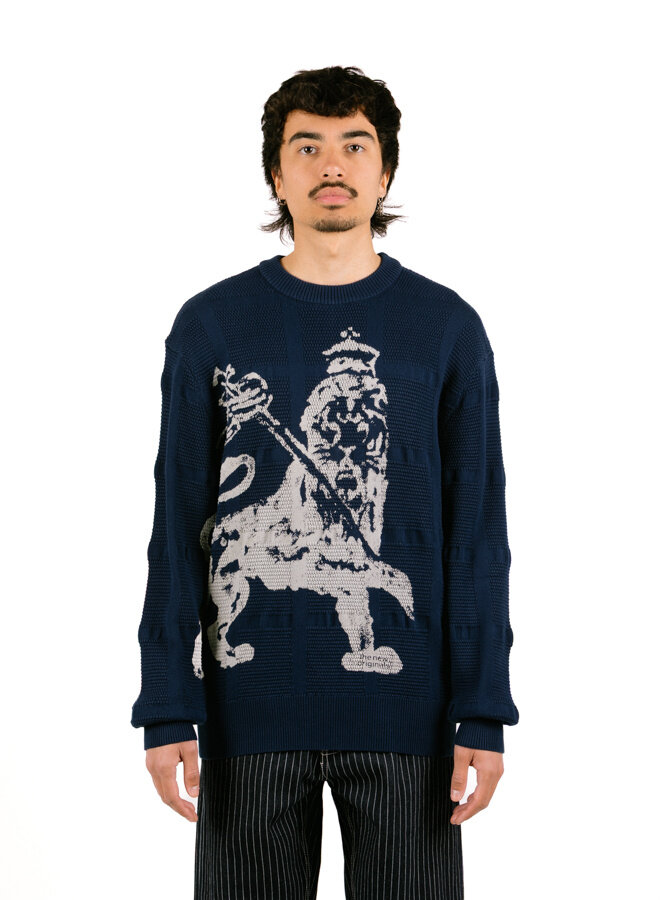 Lion Knit Crewneck Navy Blue