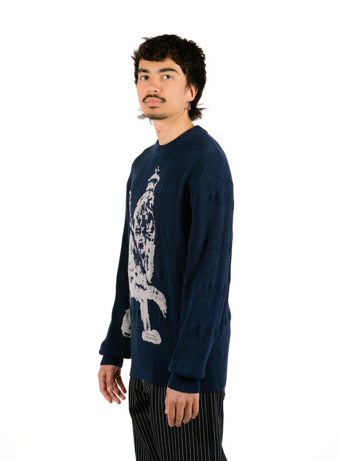 Lion Knit Crewneck Navy Blue