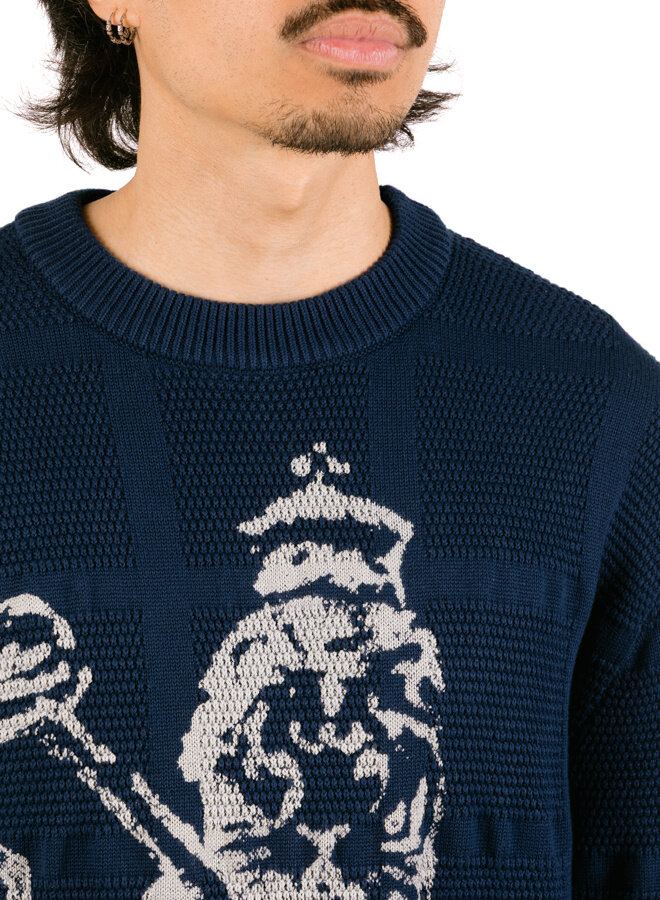 Lion Knit Crewneck Navy Blue