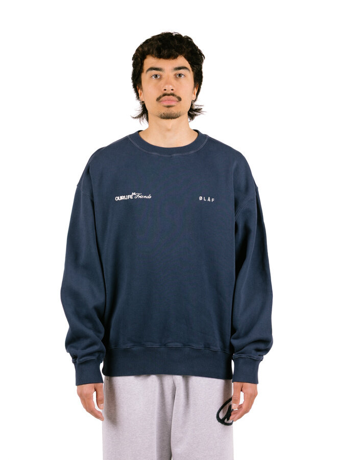 Script Friends Boxy Crewneck Navy
