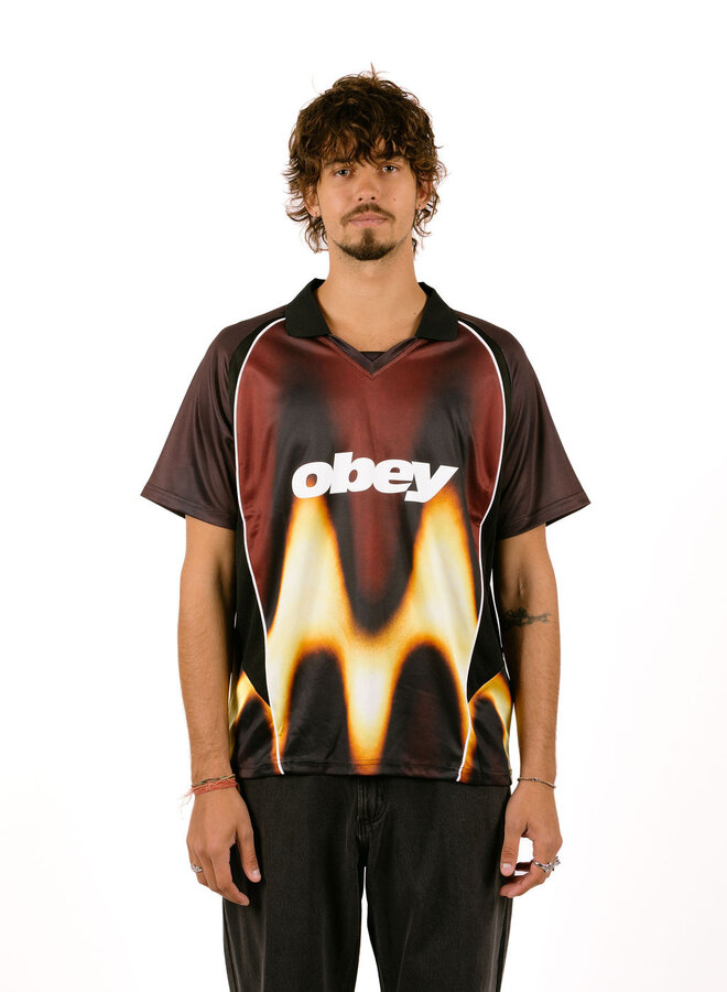 Obey Blurred Soccer Jersey Burnt Red