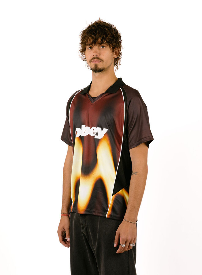Obey Blurred Soccer Jersey Burnt Red