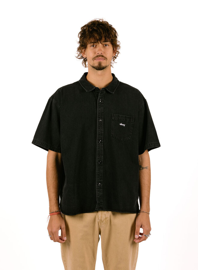Obey Owens Denim Shirt Faded Black
