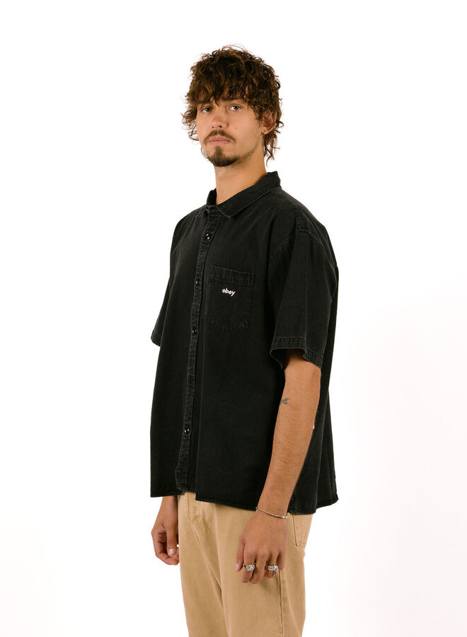 Obey Owens Denim Shirt Faded Black