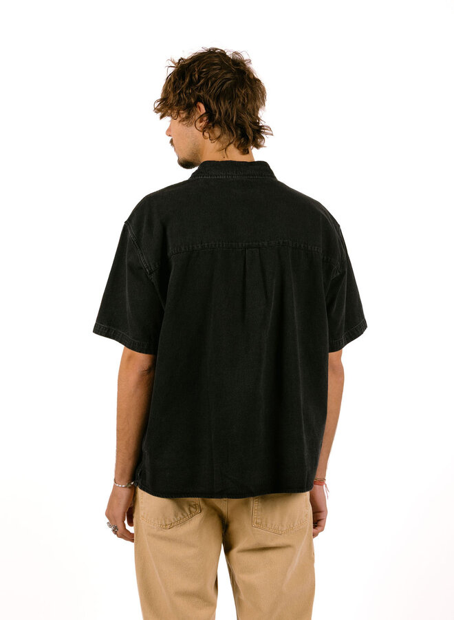 Obey Owens Denim Shirt Faded Black