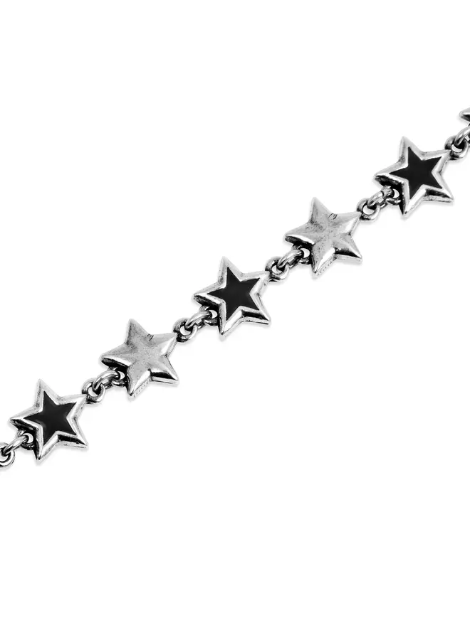 Black Enameled Stars Bracelet Silver