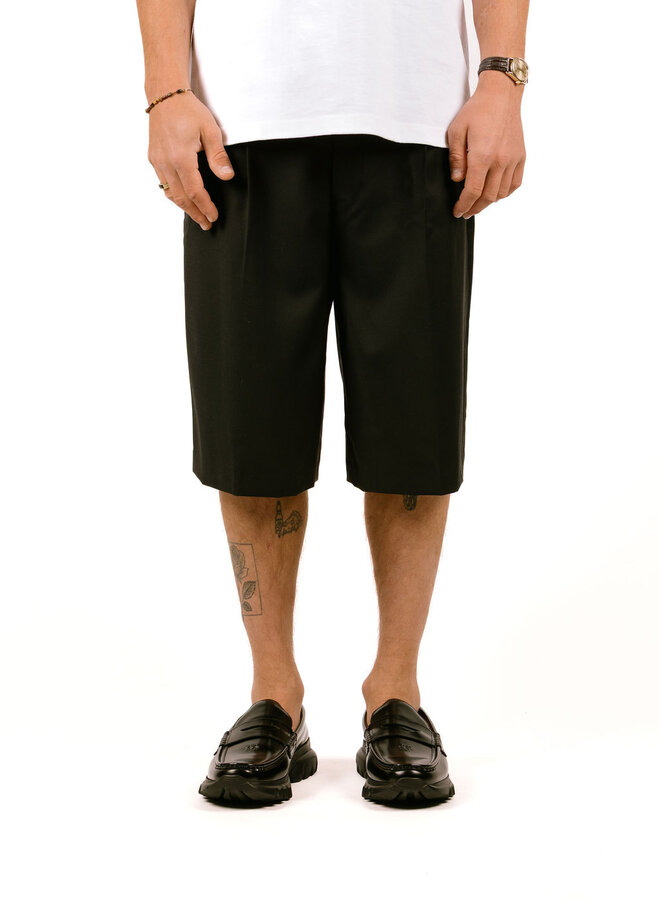 Tropical Wool Blend Tailored Shorts Black