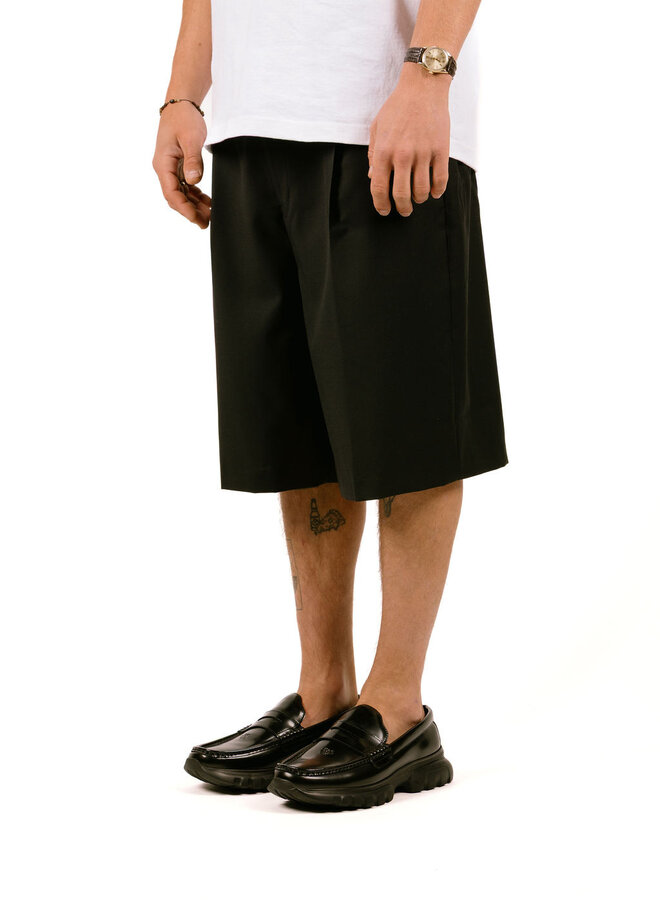 Tropical Wool Blend Tailored Shorts Black