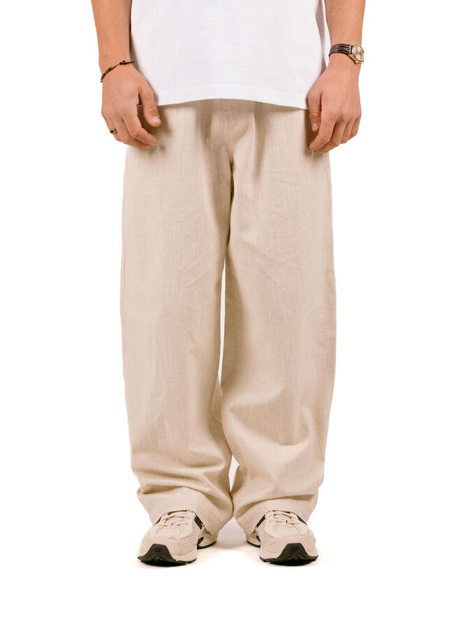 Linen Barrel Leg Pants Cement