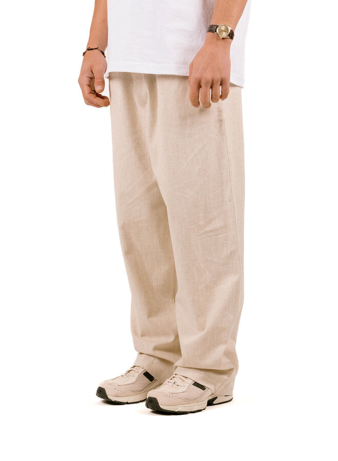 Linen Barrel Leg Pants Cement