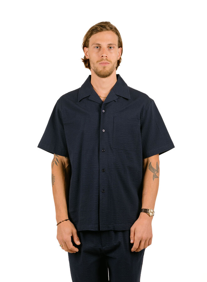 Seersucker Camp Shirts Navy