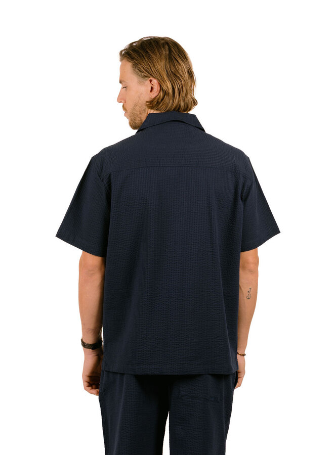 Seersucker Camp Shirts Navy