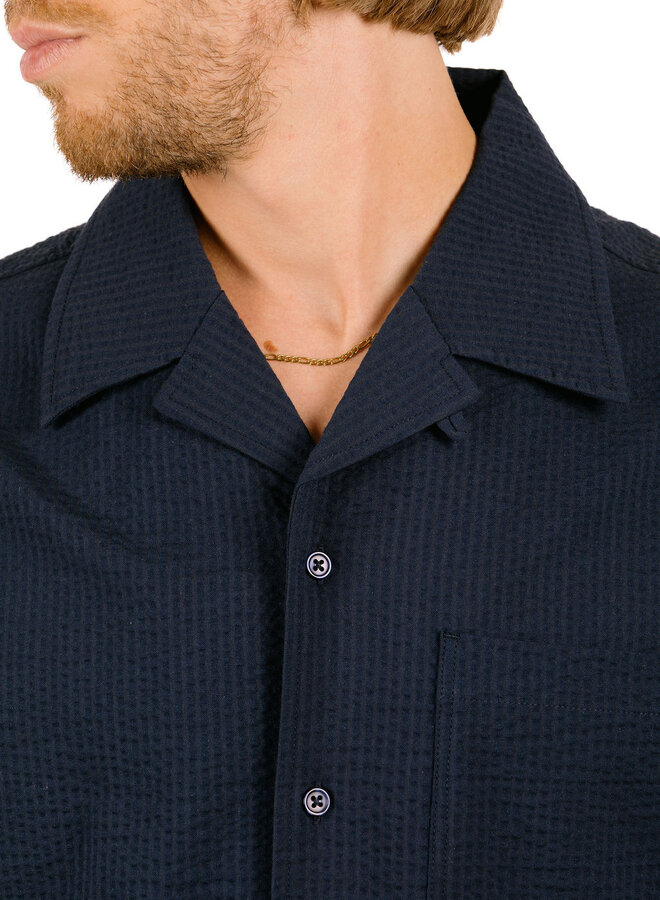 Seersucker Camp Shirts Navy