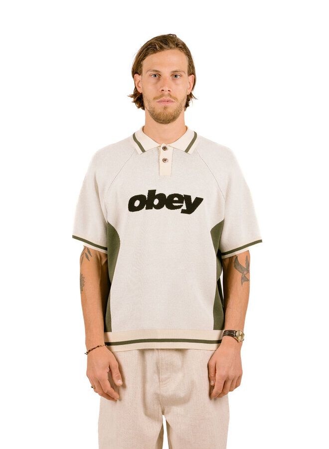 Obey Sport Polo Sweater Unbleached Multi