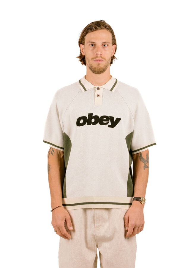 Obey Sport Polo Sweater Unbleached Multi