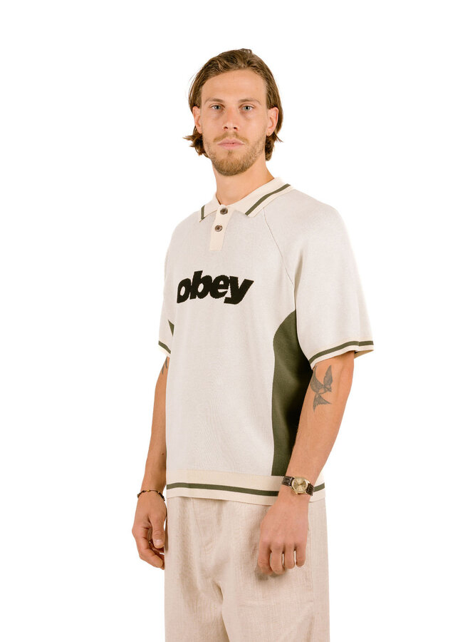 Obey Sport Polo Sweater Unbleached Multi