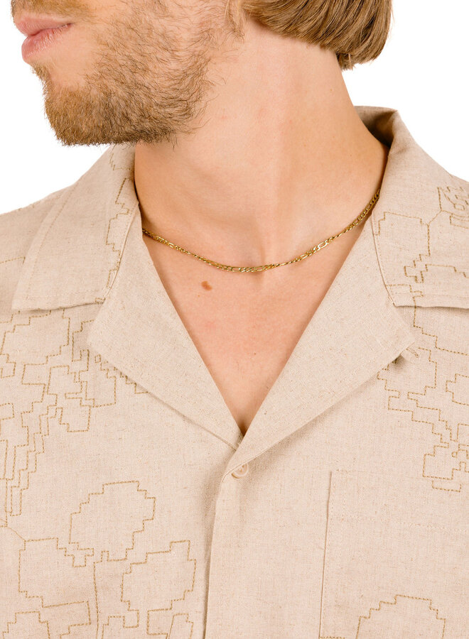 Embroidered Flower SS Shirts Cement