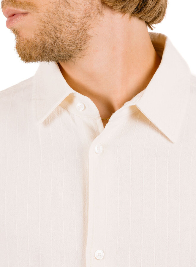 Textured Stripe Boxy SS Shirts Off White