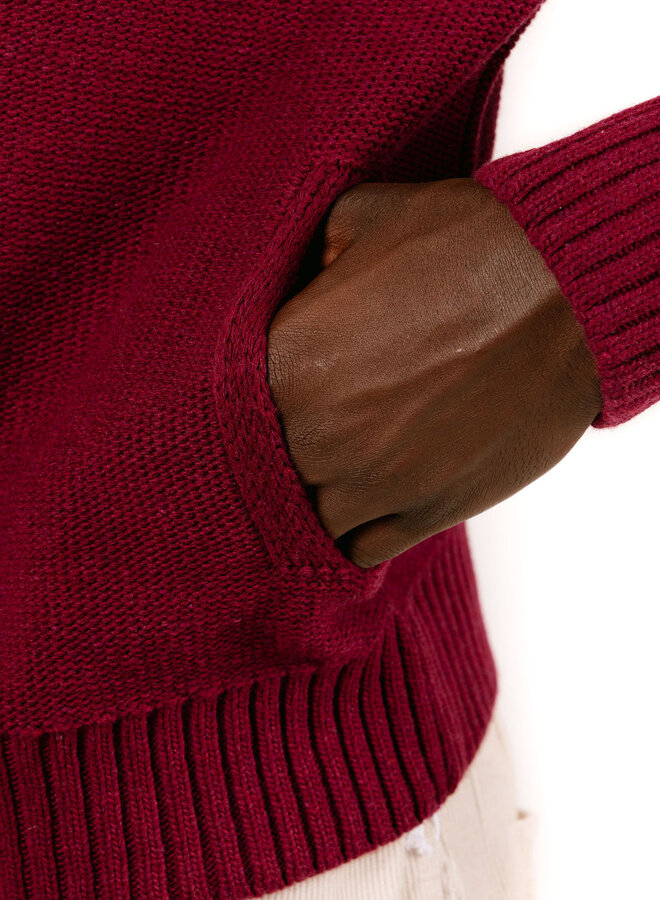 Stencil Zip Cardigan Bordeaux