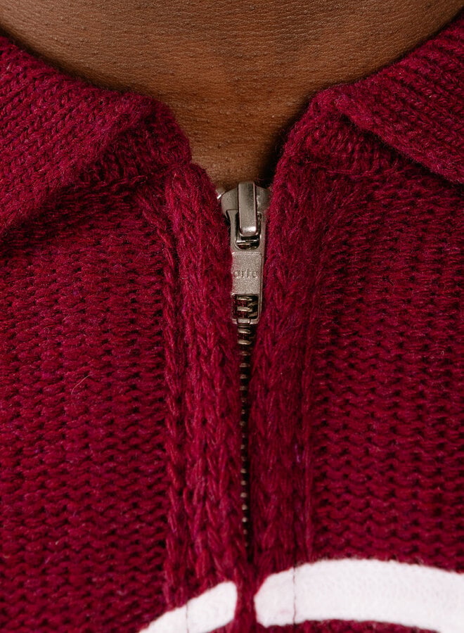 Stencil Zip Cardigan Bordeaux