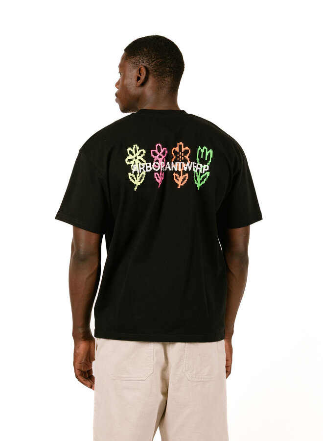Pixel Flower T-Shirt Black