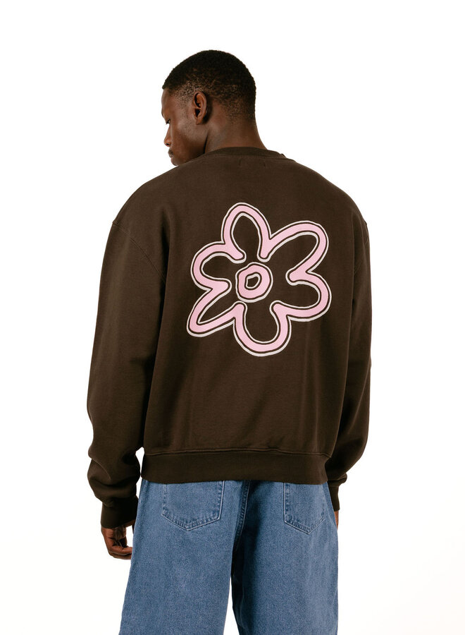 Line Flower Crewneck Brown