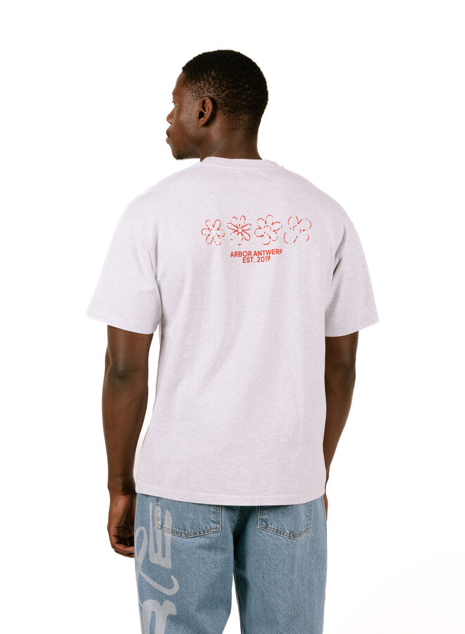 Red Flower Quartet T-Shirt Grey