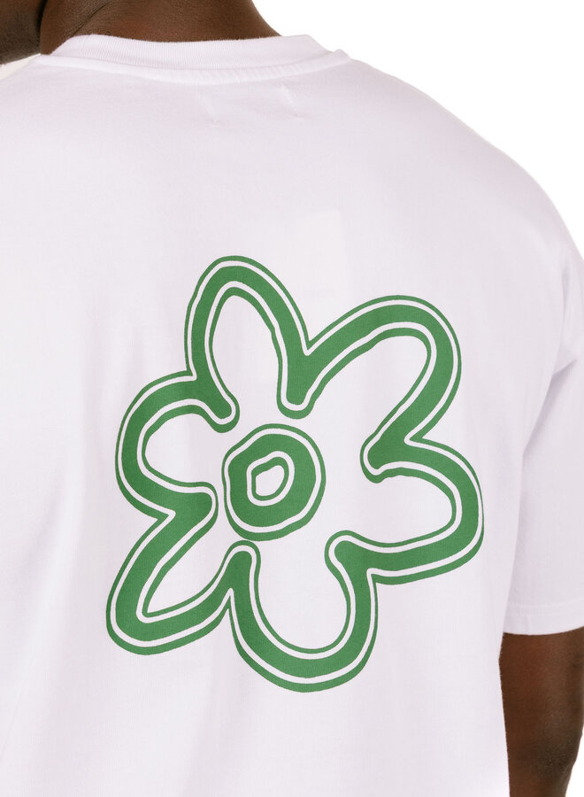 Green Line Flower T-Shirt White