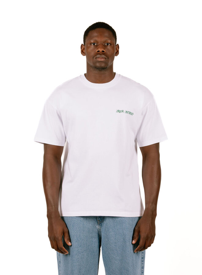 Green Line Flower T-Shirt White