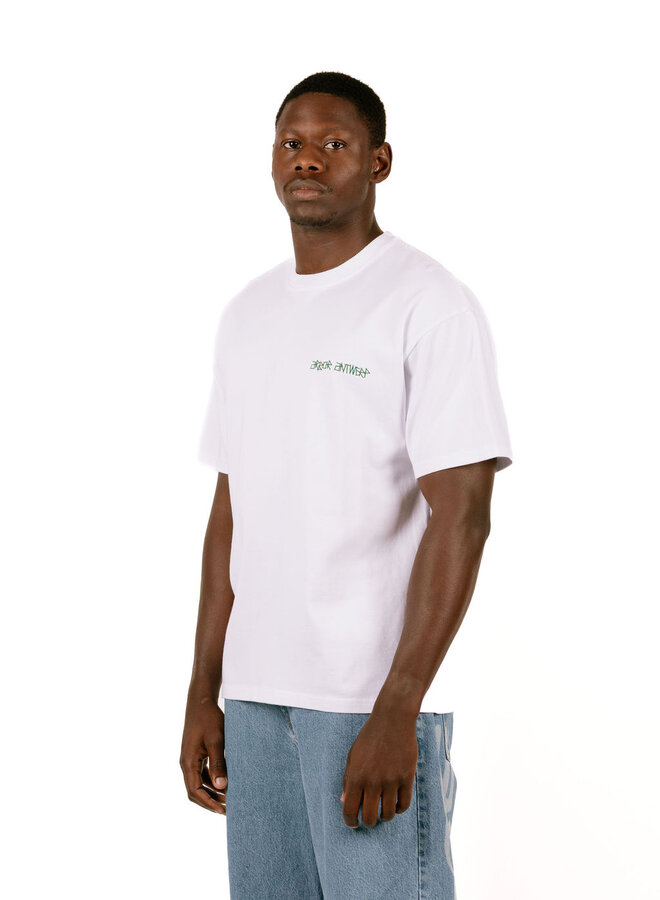 Green Line Flower T-Shirt White