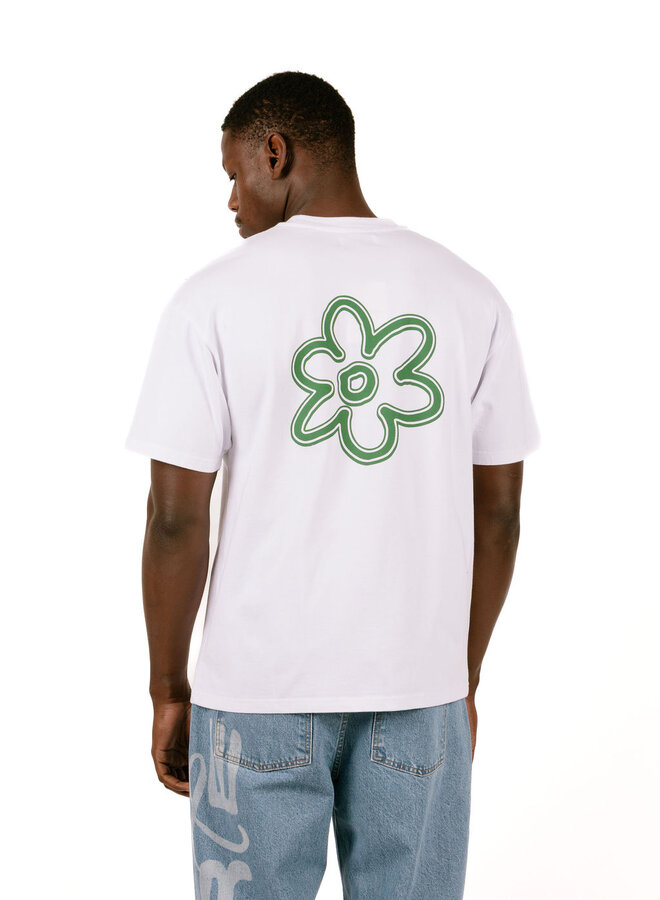 Green Line Flower T-Shirt White
