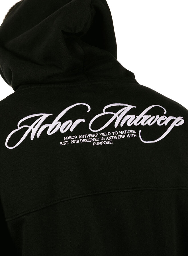 Cursive Zipper Hoodie Black