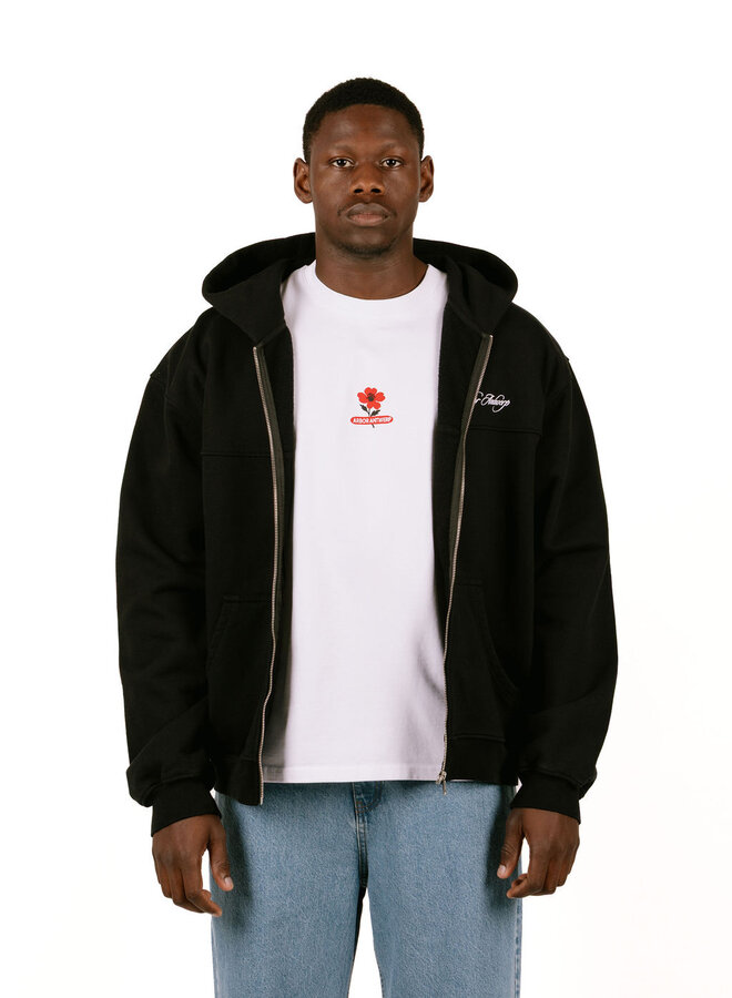 Cursive Zipper Hoodie Black