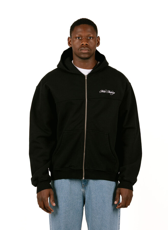 Cursive Zipper Hoodie Black