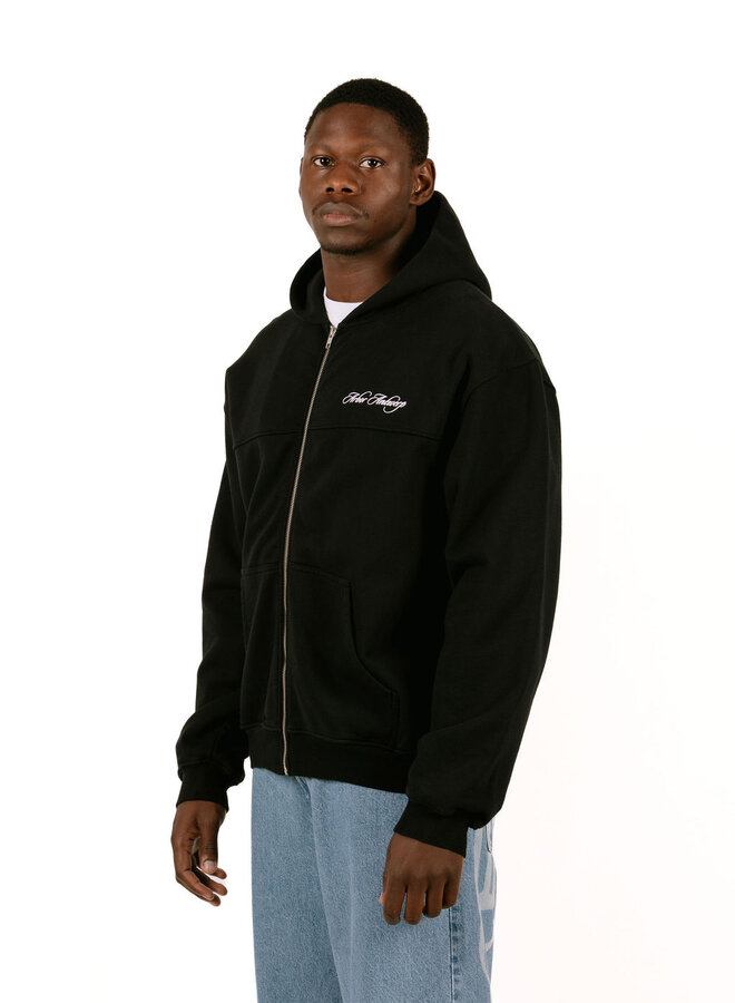 Cursive Zipper Hoodie Black
