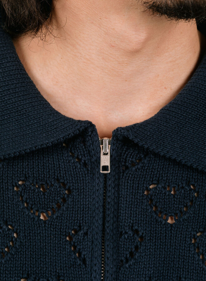 Heart Zip Knit Blue