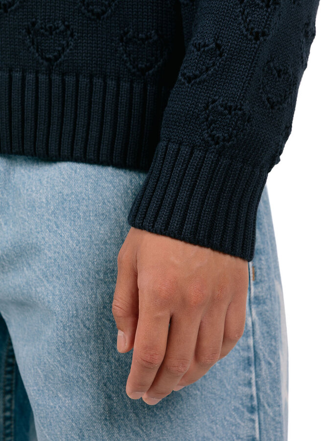 Heart Zip Knit Blue