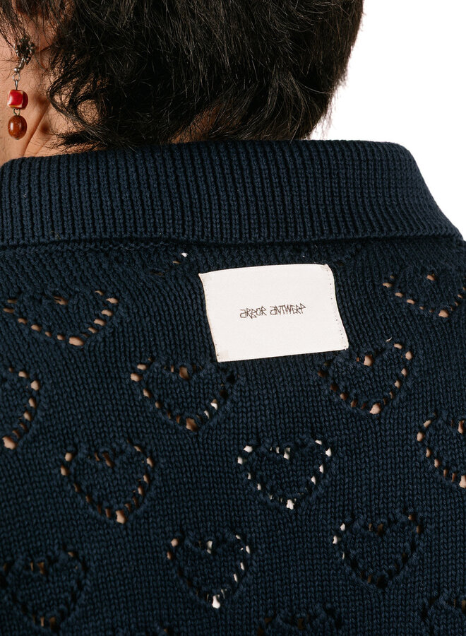 Heart Zip Knit Blue