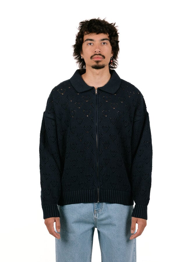 Heart Zip Knit Blue