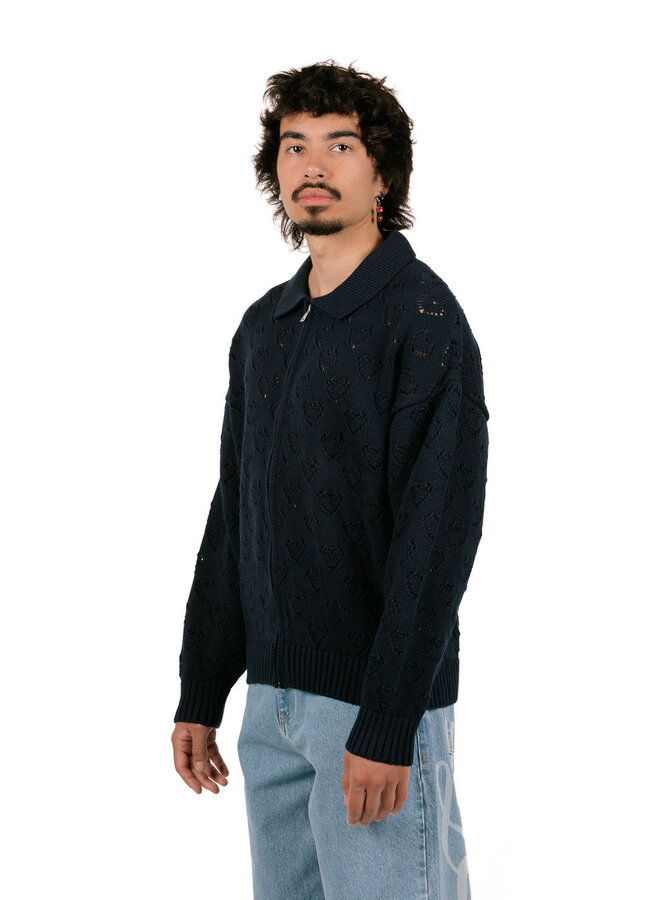 Heart Zip Knit Blue