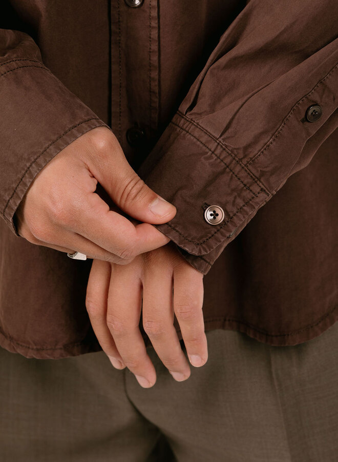 Washed Oversized Shirt Chocolate Plum