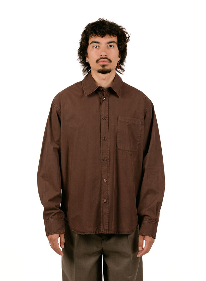 Washed Oversized Shirt Chocolate Plum