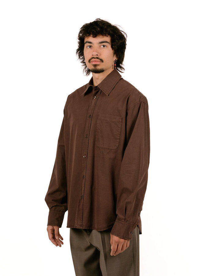 Washed Oversized Shirt Chocolate Plum