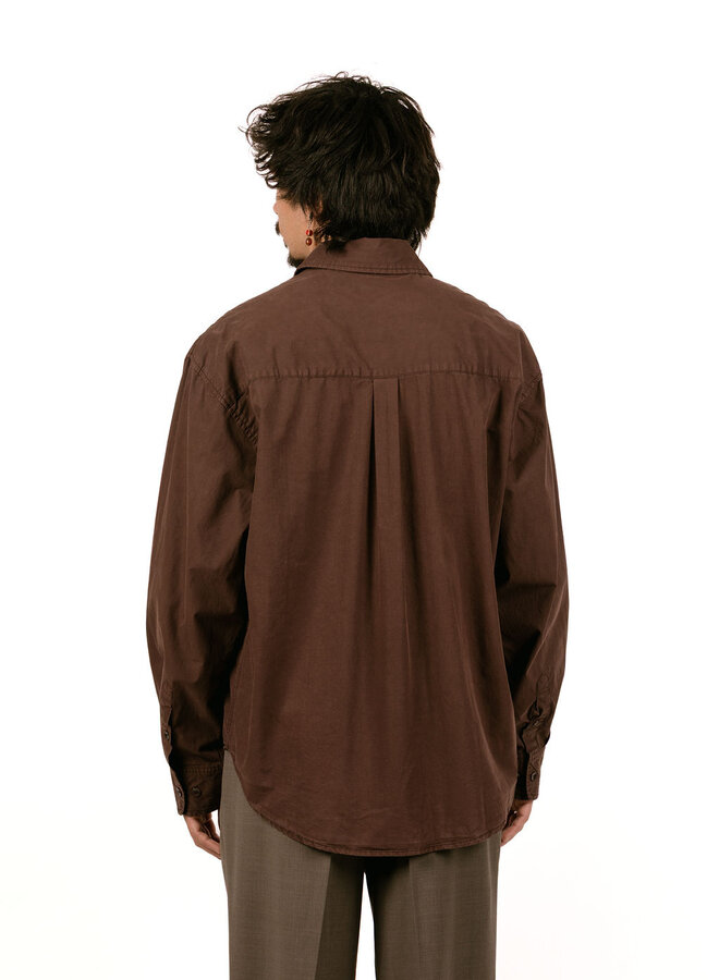 Washed Oversized Shirt Chocolate Plum