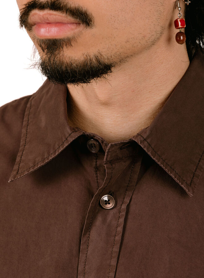 Washed Oversized Shirt Chocolate Plum