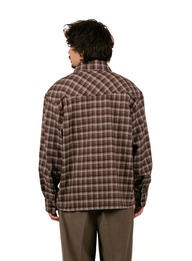 Flannel Boxy Shirt Chocolate Plum / Windsurfer