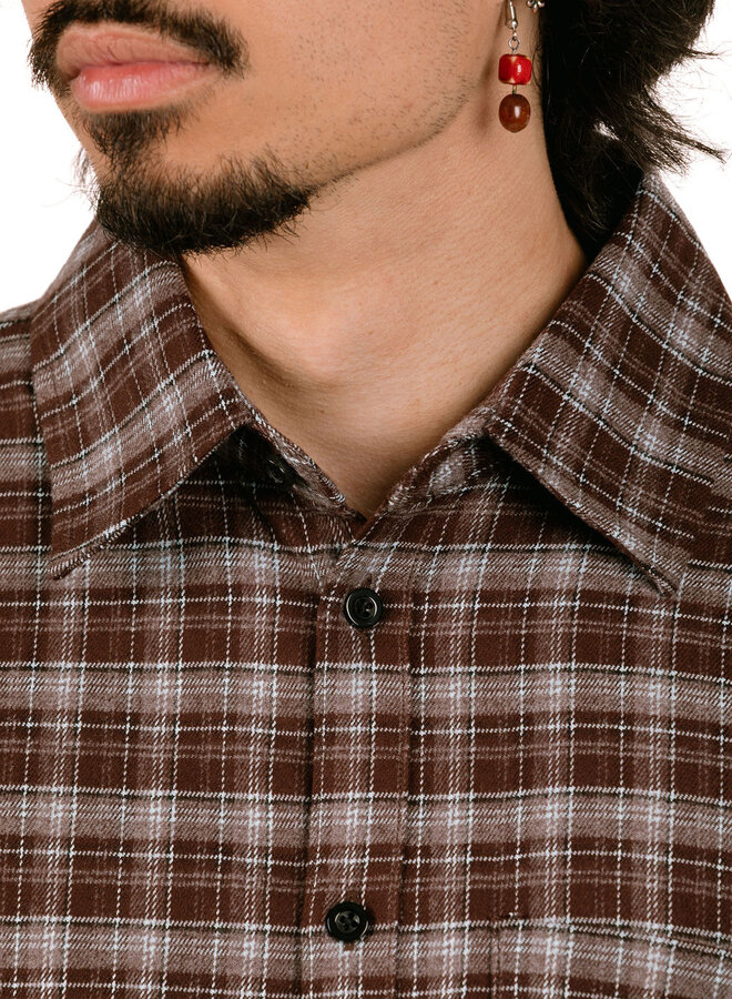 Flannel Boxy Shirt Chocolate Plum / Windsurfer