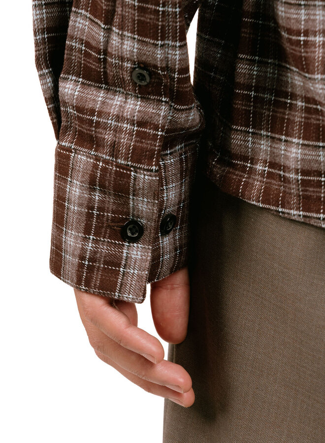 Flannel Boxy Shirt Chocolate Plum / Windsurfer